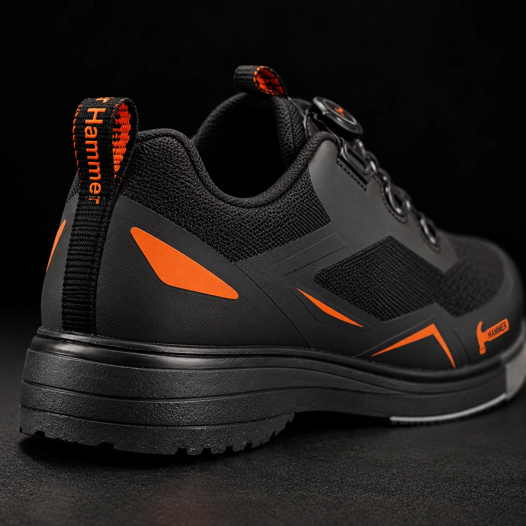Hammer Vibe noir/orange — détail du talon arrière
