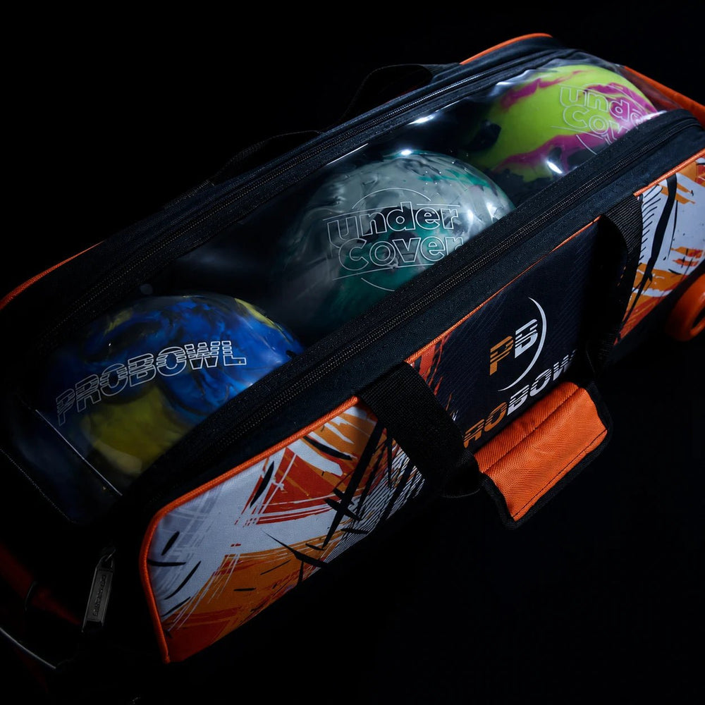 PROBOWL DYE-SUB 3-BALL TOTE ORANGE - Bowling Stars