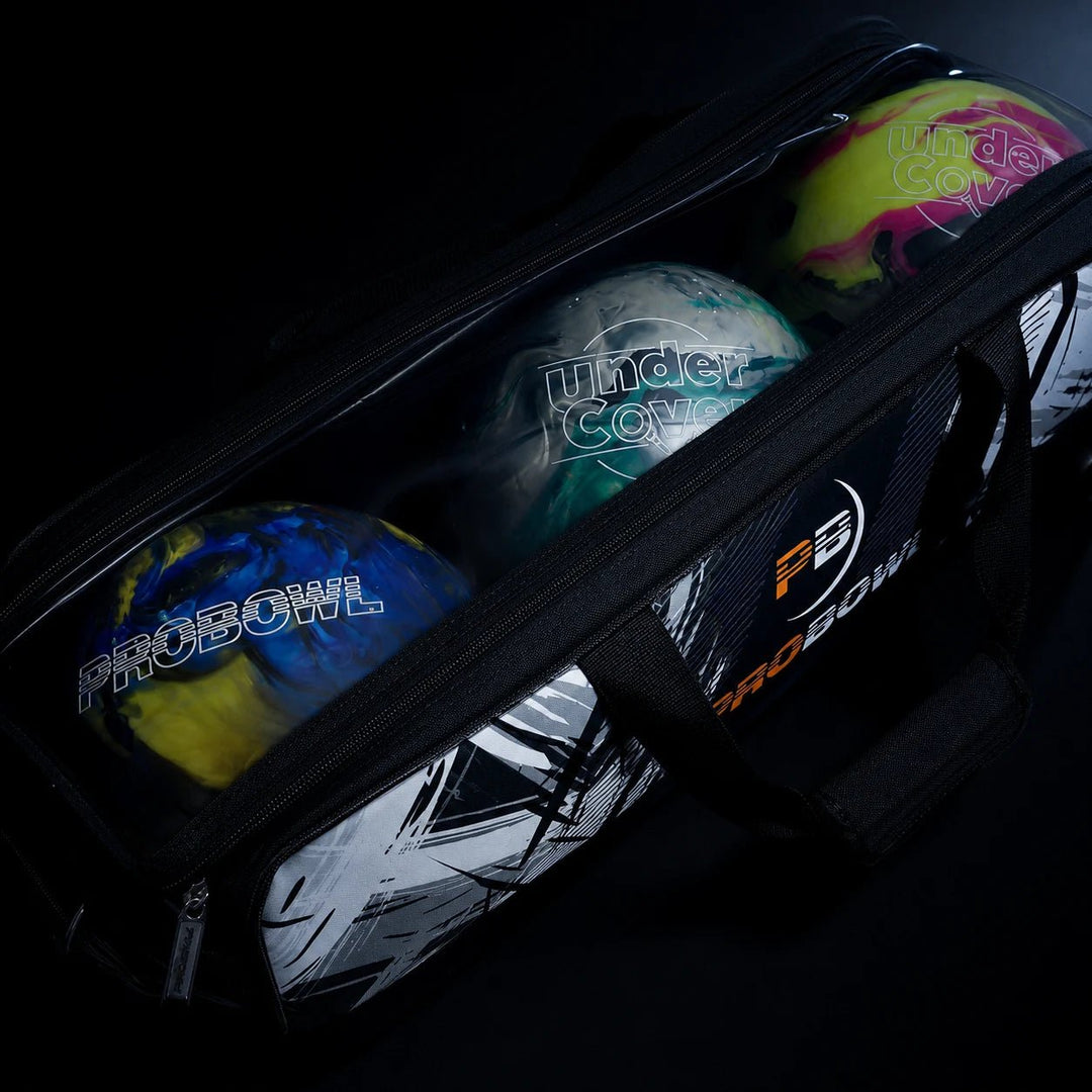 PROBOWL DYE-SUB 3-BALL TOTE WHITE - Bowling Stars