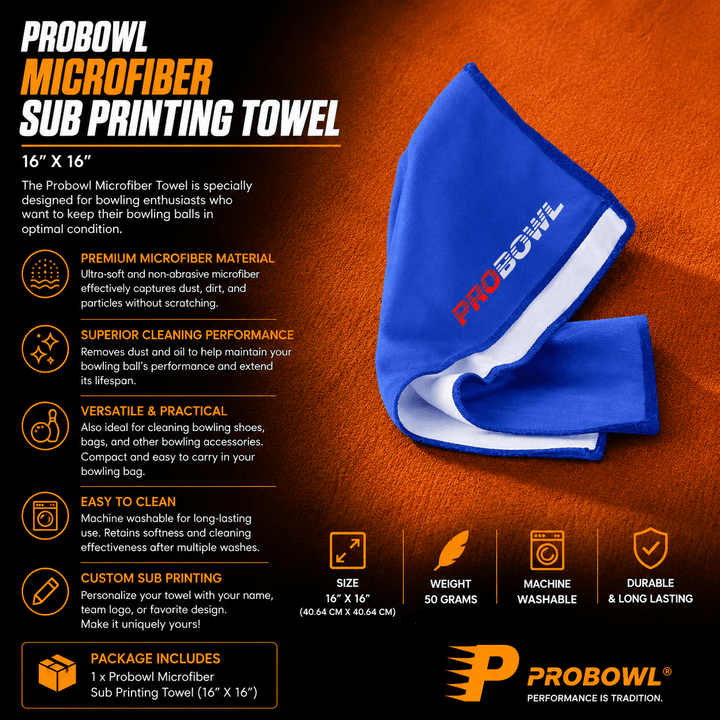Probowl Microfiber Sub Printing Towel (16 X 16) - Bowling Stars