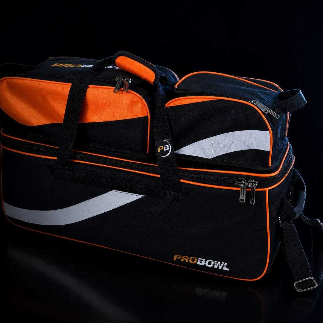 PROBOWL TRIPLE TOTE DLX MET SCHOENENTAS ZWART/ORANJE - Bowling Stars