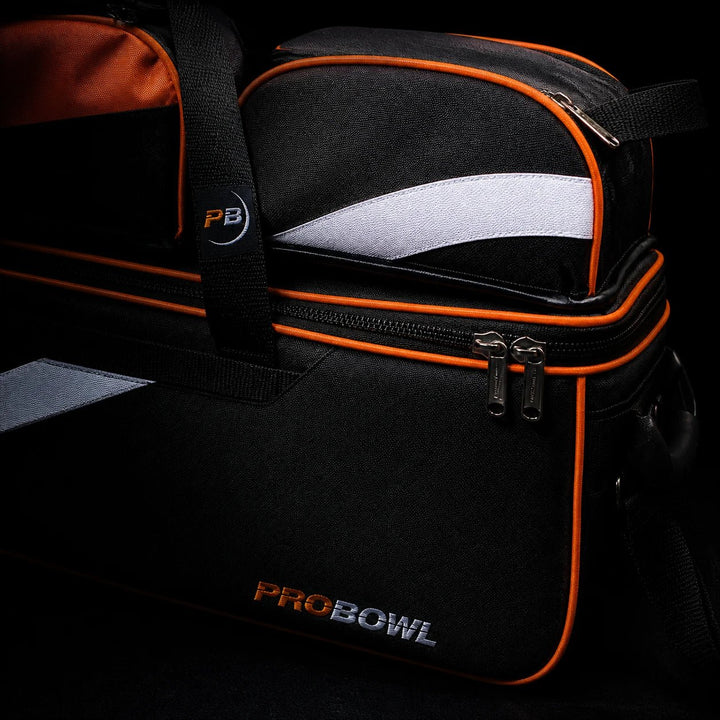 PROBOWL TRIPLE TOTE DLX MET SCHOENENTAS ZWART/ORANJE - Bowling Stars